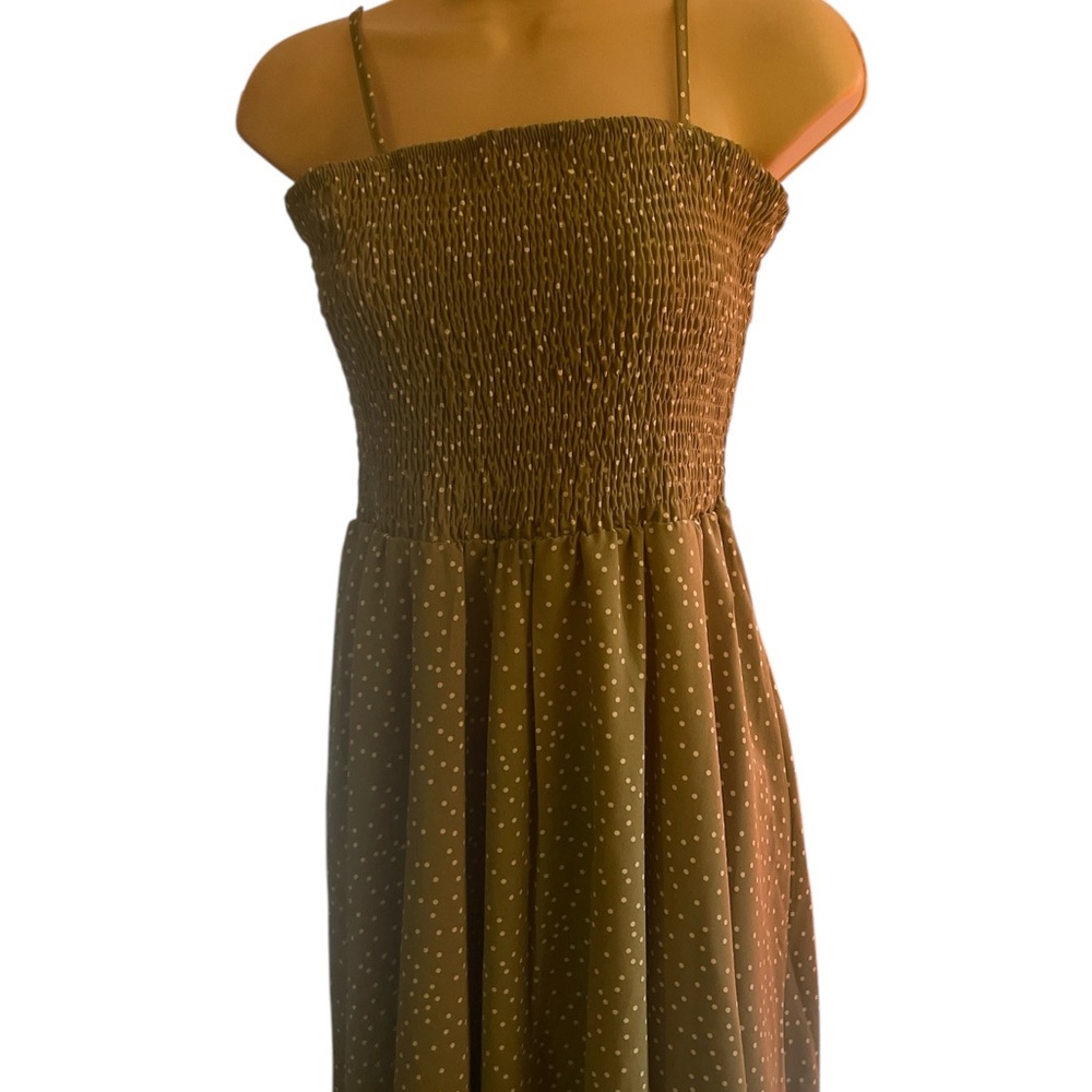 Elegant Brown Polka Dot Dress